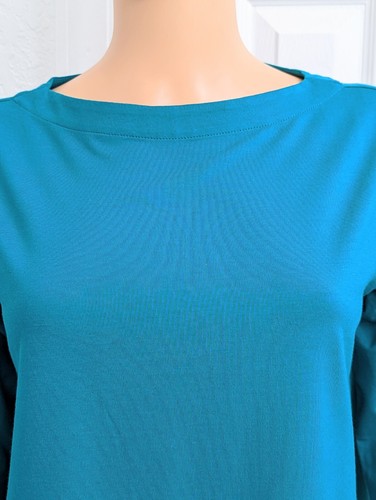 J.Jill Women's Size XS T Shirt Tunic Teal Green Boat Neck Elbow Sleeve Casual - Picture 4 of 11