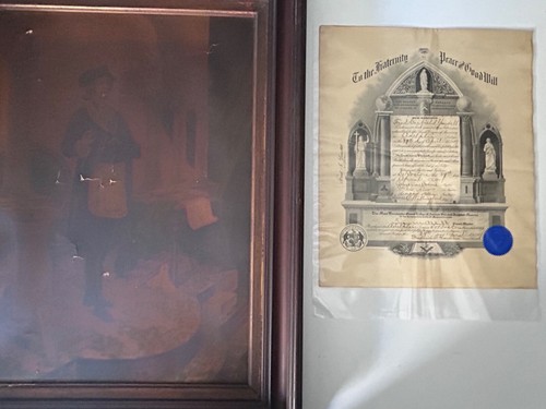 Very Rare Antique George Washington The Mason, Includes Masonic Lodge Document. - Picture 3 of 19