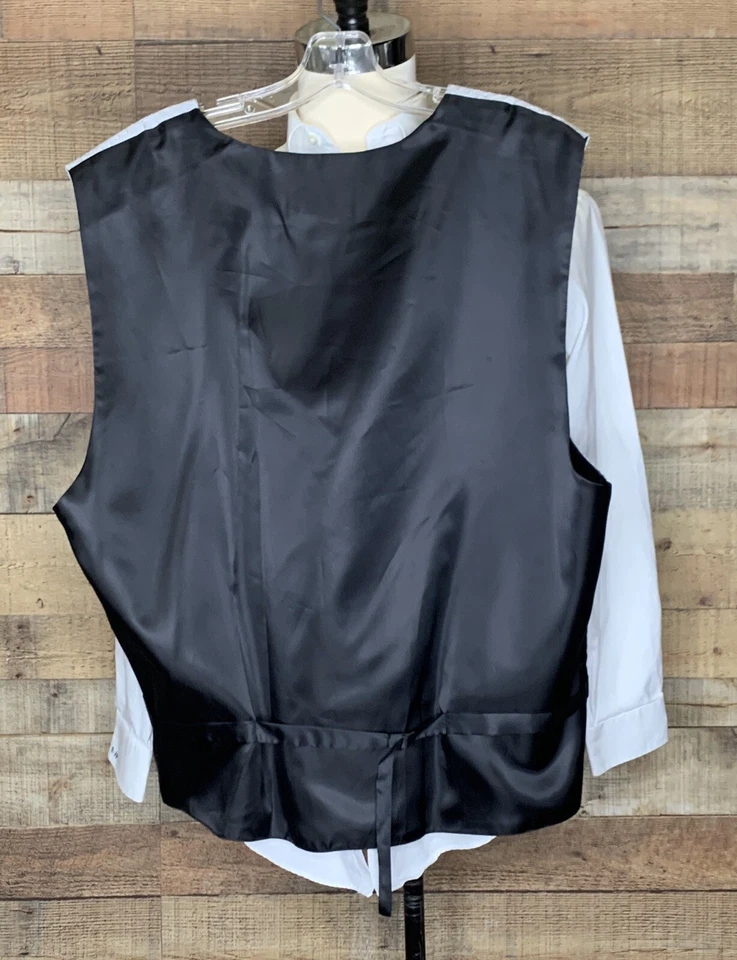 Chaleco UMO LORENZO Plateado Satinado Pajarita Bolsillo Cuadrado Hombres 6 Botones Formal XLarge Foto 4 de 4