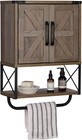 Farmhouse Rustic Medicine Cabinet with Two Barn Door,Wood Wall Mounted Storage C