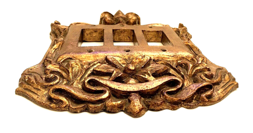 CUBIERTA PLACA INTERRUPTOR BALANCÍN TRIPLE Fleur de Lis Oro Adornado Policromado Marrón - Imagen 6 de 8