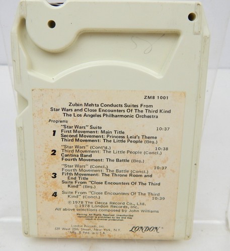 5T Star Wars & Close Encounters 8 Track Cassette Tape Zubin Mehta Orchestra LA - Picture 2 of 5