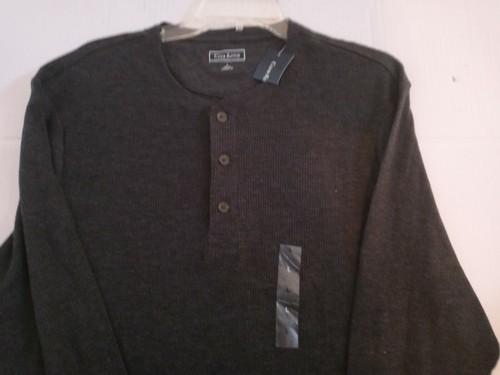 NWT Men's Club Room Waffle Knit Shirt Large Black~3 Button, Long Sleeve - Picture 8 of 8
