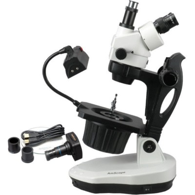 AmScope 3.5X-90X Advanced Jewel Gem Microscope + 8MP Digital Camera