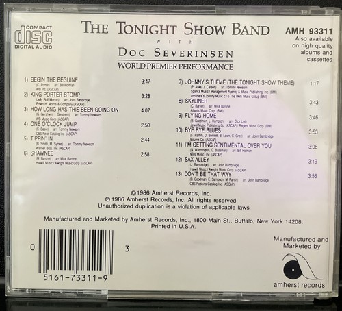 The Tonight Show Band with DOC SEVERINSEN (CD, 1986, Amherst) VG - Picture 2 of 2