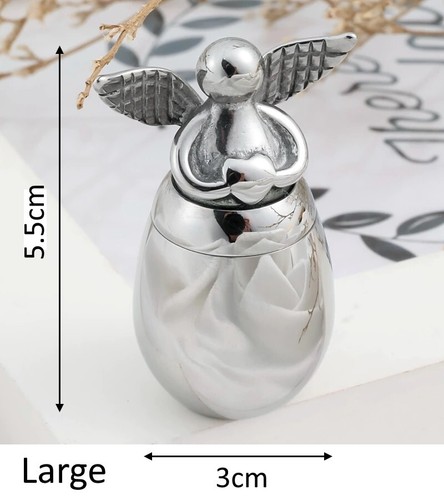 Alas de ángel plateadas recuerdo cenizas urna cremación cenizas conmemorativas metal pequeño grande - Imagen 12 de 17