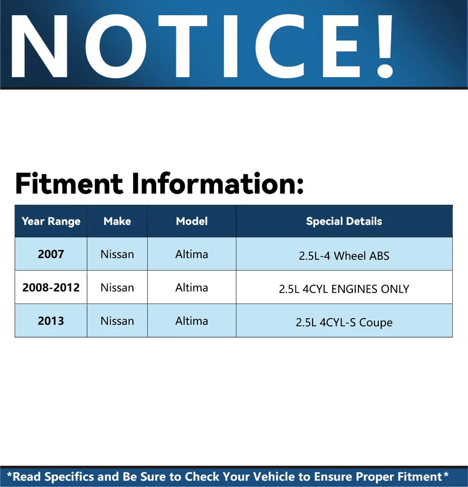 Cojinete de rueda delantera y buje para Nissan Altima 2007 2008 2009 2010 2012 2,5 L Foto 2 de 4