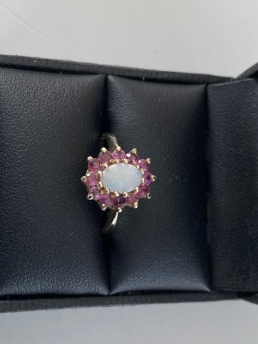 VINTAGE RING 9 KT GOLD OPAL RUBIN - Größe O - Bild 11 von 11