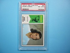 1974/75 O-PEE-CHEE WHA HOCKEY CARD #60 ANDRE LACROIX PSA 8 NM/MINT SHARP+ OPC GL
