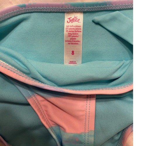 Justice Girls Swimsuit Set Striped 2 Piece Tie Side Size 8 Fun colors!! - Picture 9 of 9