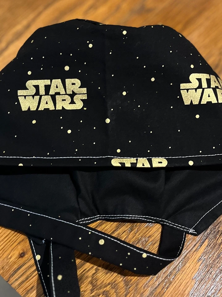 Star Wars gold reversible Adult Skull/Chemo Surgical Scrub Hat/Cap Handmade - Image 3 of 4