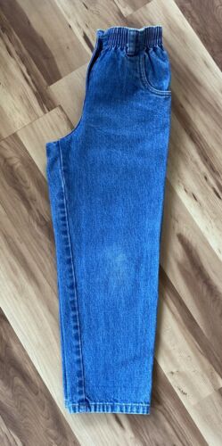 Vintage Unisex Kids Jeans Lands' End Straight Leg Relaxed Fit Elastic Waist Sz 6 - Picture 3 of 17