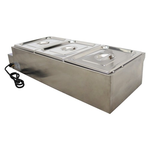 OPEN BOX 3 Pots Food Warmer 6" Deep 1/2 size Pan Bain Marie Steamer 1500W - Picture 13 of 21