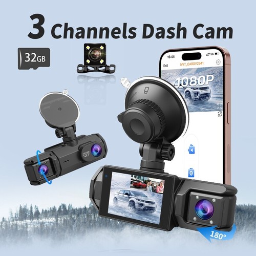 1080P Full HD WIFI Car Dashcam 3 Channel Recording Dash Camera APP Control - Picture 2 of 11