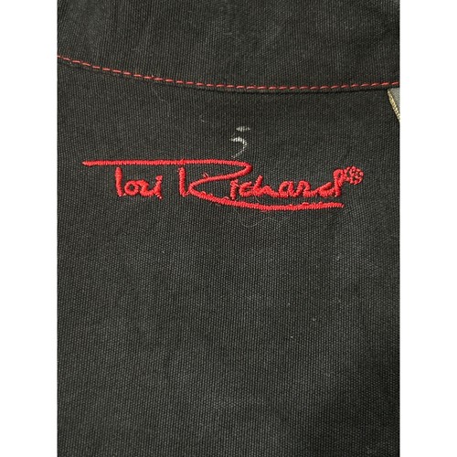 Tori Richard Mens Silk Shirt Embroidered Guitar Black Brown Two Tone Music Sz M - Picture 3 of 6