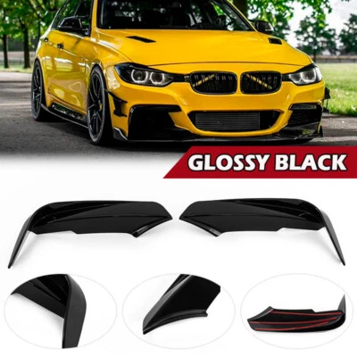 AUTOPARADISE2019 For BMW 3 Series F30 F31 M Sport 12-19 Gloss Black Front Splitter Lip Canards UK