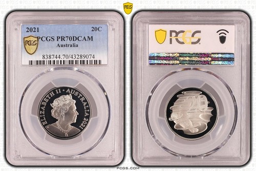 2021 Proof Twenty Cent 20c Australia PCGS PR70DCAM FDC UNC #1734 - Picture 2 of 8