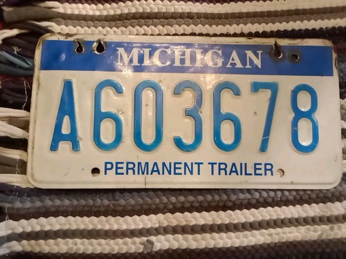 Michigan Permanent Trailer Plate"A603678" Great For Lawn Service, 2004😁