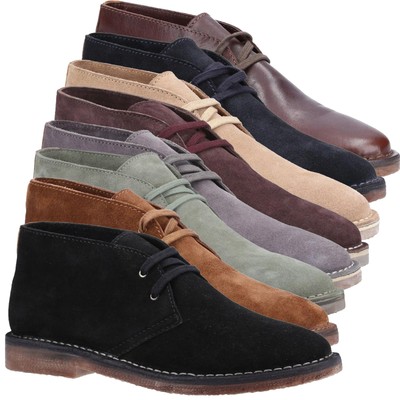 Herren Hush Welpen Samuel Wüste Chukka Leder Komfort Stiefeletten Größen 7 bis 12