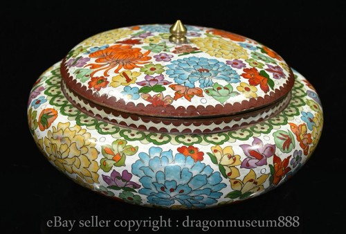 Ancien pot pot pot couvercle fleur mode lotus cloisonné cuivre violet chinois 12,0"