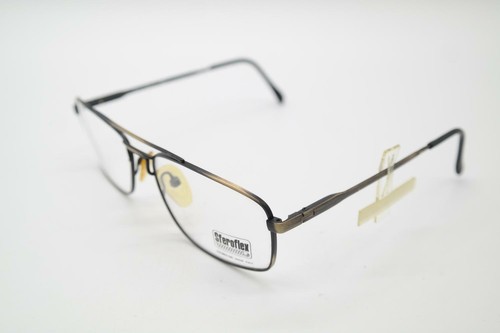 Vintage Sferoflex 841 Messing Schwarz Oval Brille Brillengestell eyeglasses NOS - Picture 3 of 6