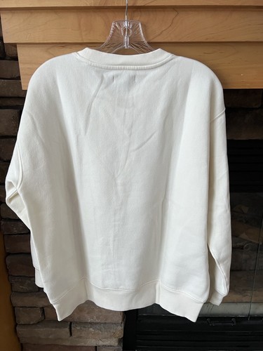 Neu mit Etikett J. Crew Heritage Fleece übergroßes Rundhalsausschnitt-Sweatshirt elfenbeinweiß Größe Small - Bild 4 von 6