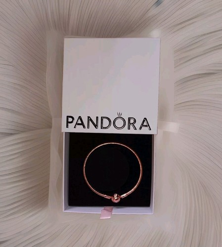 SALE! AUTHENTIC PANDORA MOMENTS 14k ROSE GOLD PLATED, MESH, BANGLE BRACELET. NEW - Picture 2 of 10