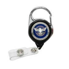 TSA Logo Carabiner Retractable Badge Reel ID Holder Security Pass Key-Bak Black