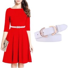 Women's Belt Soft Premium Genuine Leather Belts Waist Belt Solid Color Gold B...