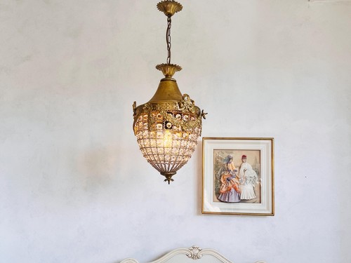 Antique Lamp, Vintage Crystal Pineapple Pendant Light, Home Lighting