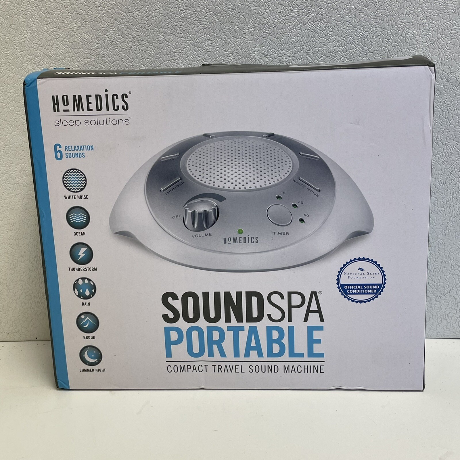NEW Homedics Sound Spa Portable Sleep Solutions White Noise 6 Sounds SS