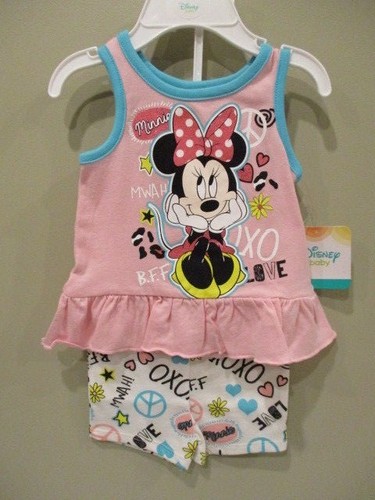 Minnie Mouse Kleinkind Mädchen Tanktop & Shorts Disney Baby 2 Stck. Größe 3-6 Monate Neu mit Etikett - Bild 1 von 4