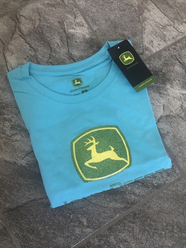 NWT John Deere Women's Ladies T Shirt Short Sleeve Glitter Sparkles Blue S Small - Picture 7 of 8