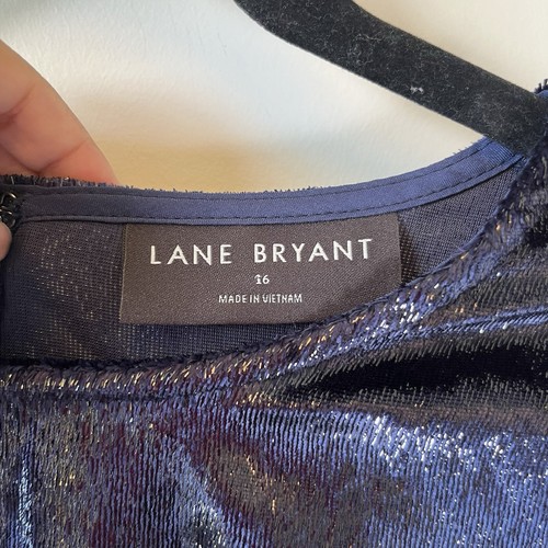 Lane Bryant Shimmer Luxe Velvet Blue Lurex Boatneck Swing Top Women’s Size 16 - Picture 8 of 12