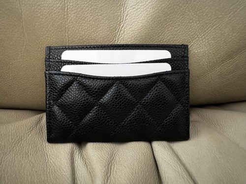 Chanel 22V Black Silver Caviar Classic Card Case Holder Wallet NEW Authentic CC - 第 3/6 張圖片