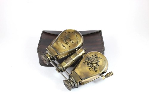 London 1857 Antique Finish Vintage Brass Opera Binocular with Leather Case - Picture 5 of 5