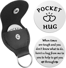 Pocket Hug Token a Little Pocket Hug Coin Holder Keychain Stainless Steel Double