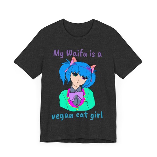 Vegan Cat Girl Women's Tee, Cat Lover Gift, Vegan Anime Tee, Cute Vegan Shirt, - Picture 20 of 37