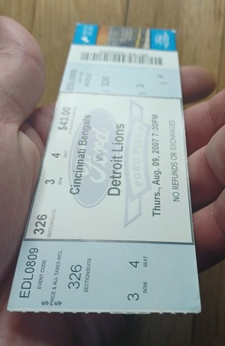 2007 Cincinnati Bengals Detroit Lions Calvin Johnson NFL Debut Ticket Stub - Picture 3 of 4