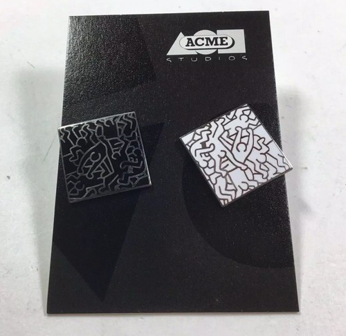 Vintage ACME Studio KEITH HARING “Doubles" Enamel Cloisonné Cufflinks NEW - Picture 1 of 4