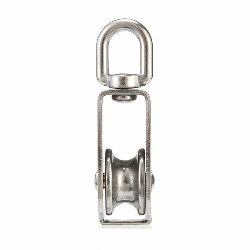 Stainless Steel Pulley Single Wheel Swivel Lifting Rope Pulley Block Tool Sliver - Picture 8 of 14