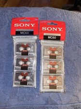 2 Sets Of Original Sony MC-60 Microcassette Blank Tapes 60 Minutes 3 Pack New