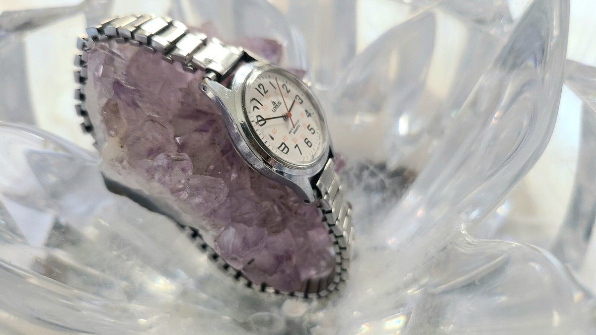 Vintage Lorus Watch Women 27mm Silver Tone V236-0070 Stretch 
