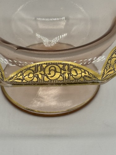 Tiffin Franciscan Mayonnaise Bowl Pink Depression Glass Gold Encrusted Rolled - Bild 5 von 7