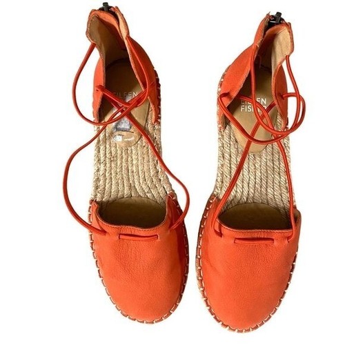 Eileen Fisher Nubukleder Spitze Espadrille Sandale Gr. 6 orange persimmon - Bild 3 von 10