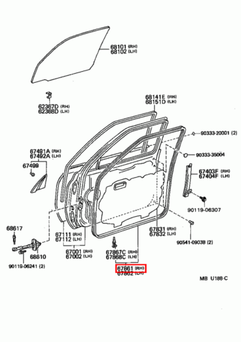Genuine Toyota LandCruiser 80 Series HDJ FZJ FJ Front Right RH Door Rubber Seal - Picture 2 of 5