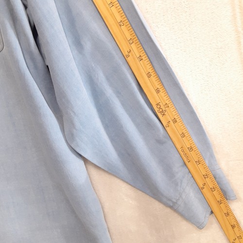 Barry Bricken Mens Long Sleeve Silk Button Shirt Sz.L/Blue/Vintage/Relaxed - Picture 8 of 12