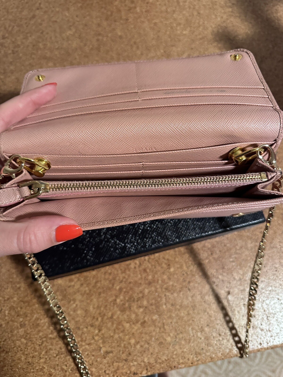Prada Orchidea Saffiano Fiocco Wallet On Chain Customised Crossbody Bag - Zdjęcie 8 z 20