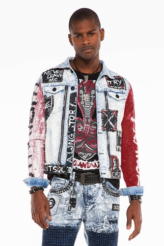 Cipo & Baxx NEVADA Mens Jeans Jacket Biker CJ241 Denim all Sizes - Picture 3 of 10