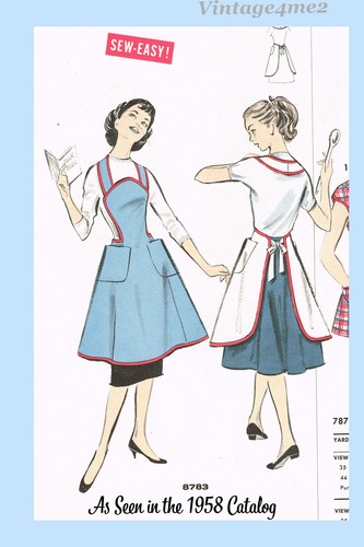 1950s Vintage Advance Sewing Pattern 8783 Uncut Misses Full Bib Apron Size 30 B - Picture 6 of 6